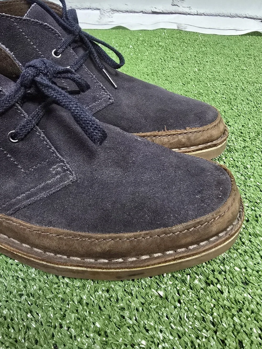 Clarks Bushacre Rand Genuine Leather Suede Chukka Boots Dark Navy Mens Size 9.5